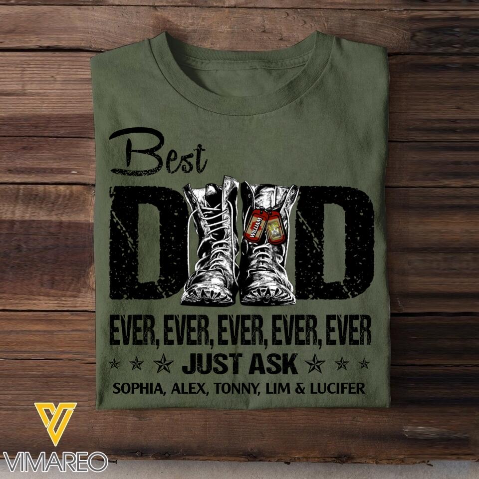 Personalized Best Canadian Dad Ever Just Ask Kids Name Veterans/Soldier Tshit Printed QTDT1506
