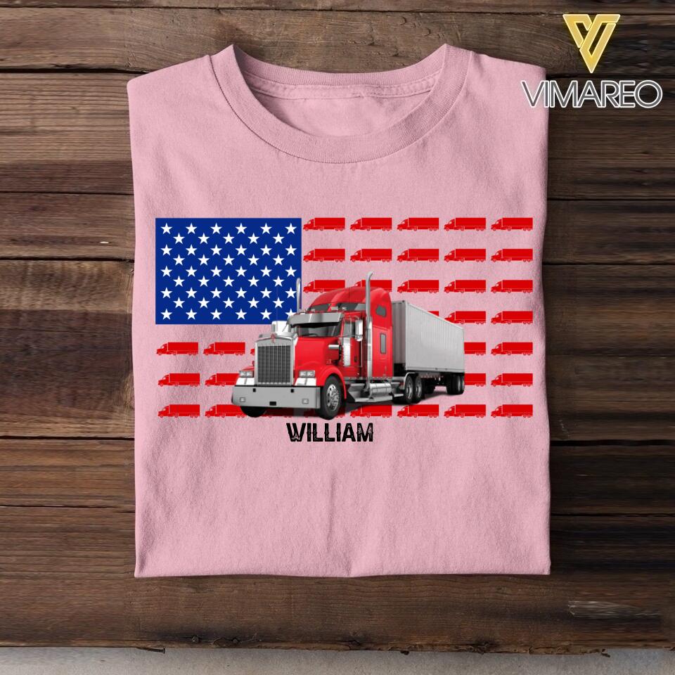 Personalized Happy Independence Day Truck Tshirt Printed NQĐT1406