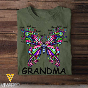 Personalized Grandma Butterfly Tshirt Printed 22JUL-DT15