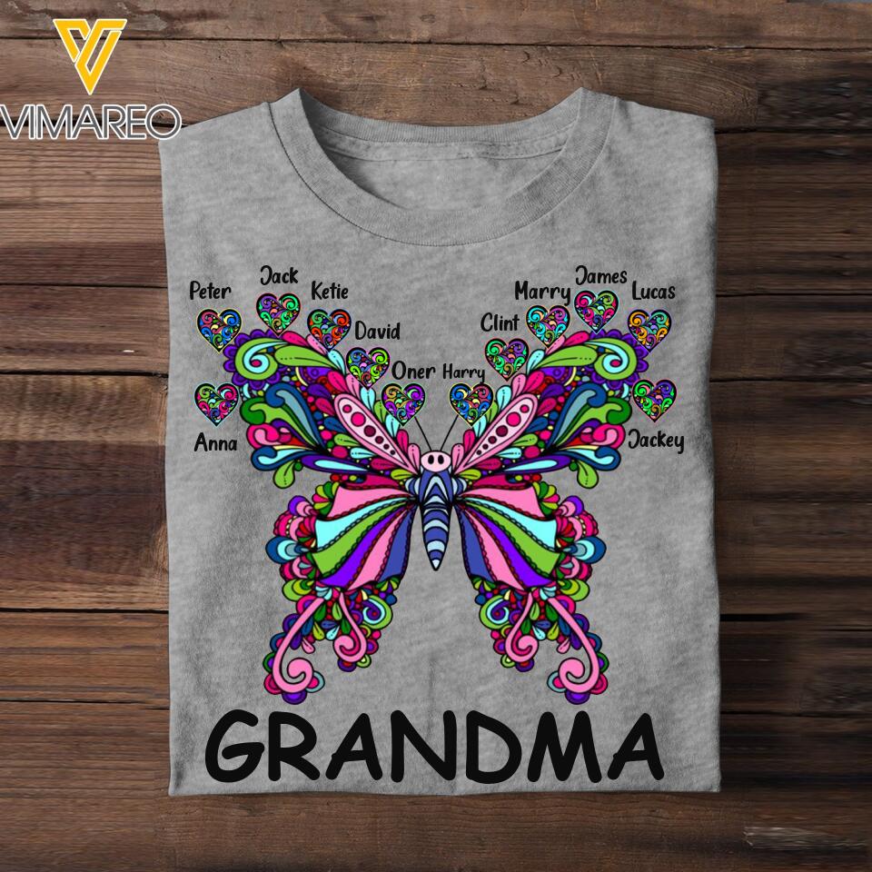 Personalized Grandma Butterfly Tshirt Printed 22JUL-DT15