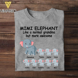 Personalized Grandma Elephant Kid Name Tshirt Printed NQDT1506