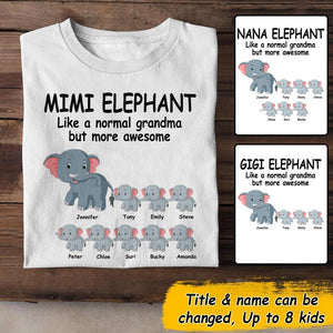 Personalized Grandma Elephant Kid Name Tshirt Printed NQDT1506