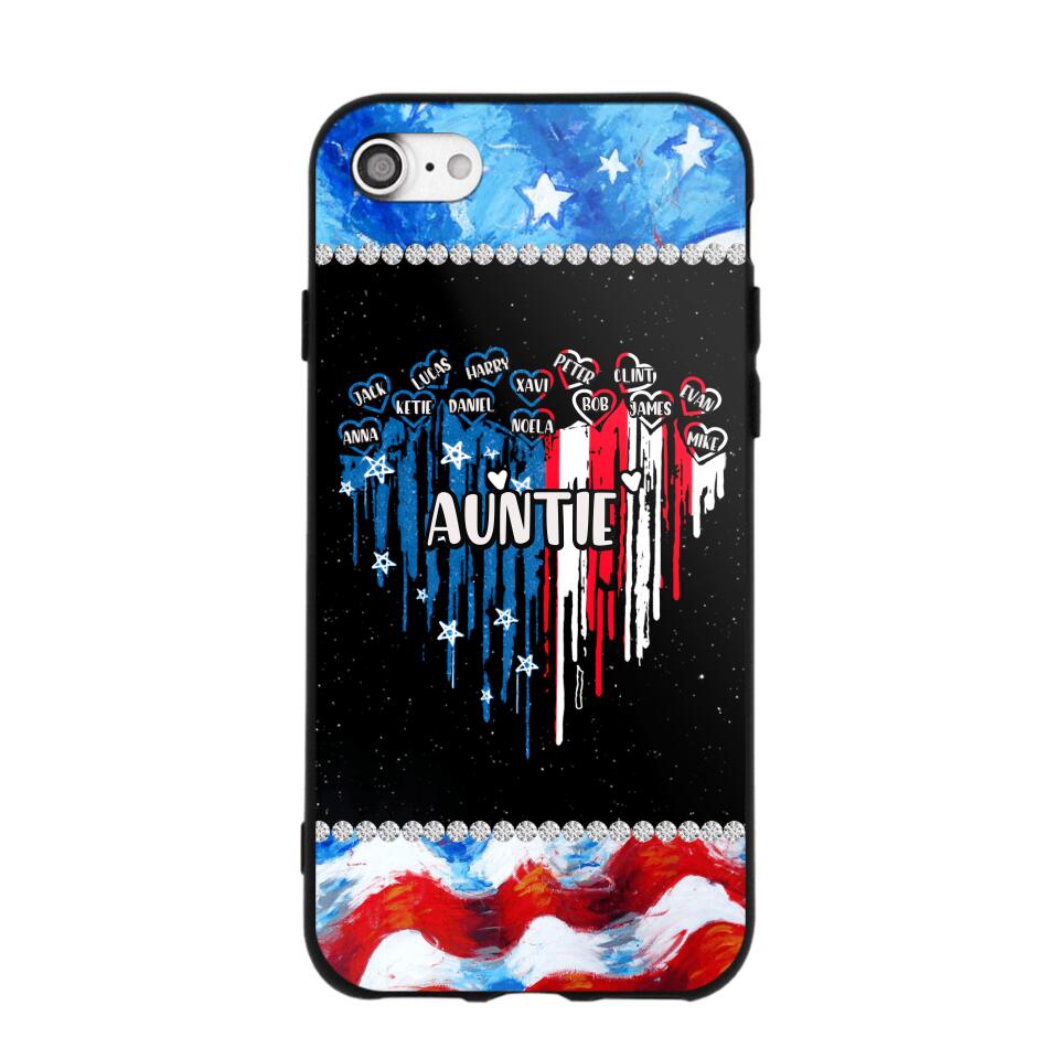 Personalized Auntie Flag Heart Independence Day Phone Case Printed 22JUL-HC16