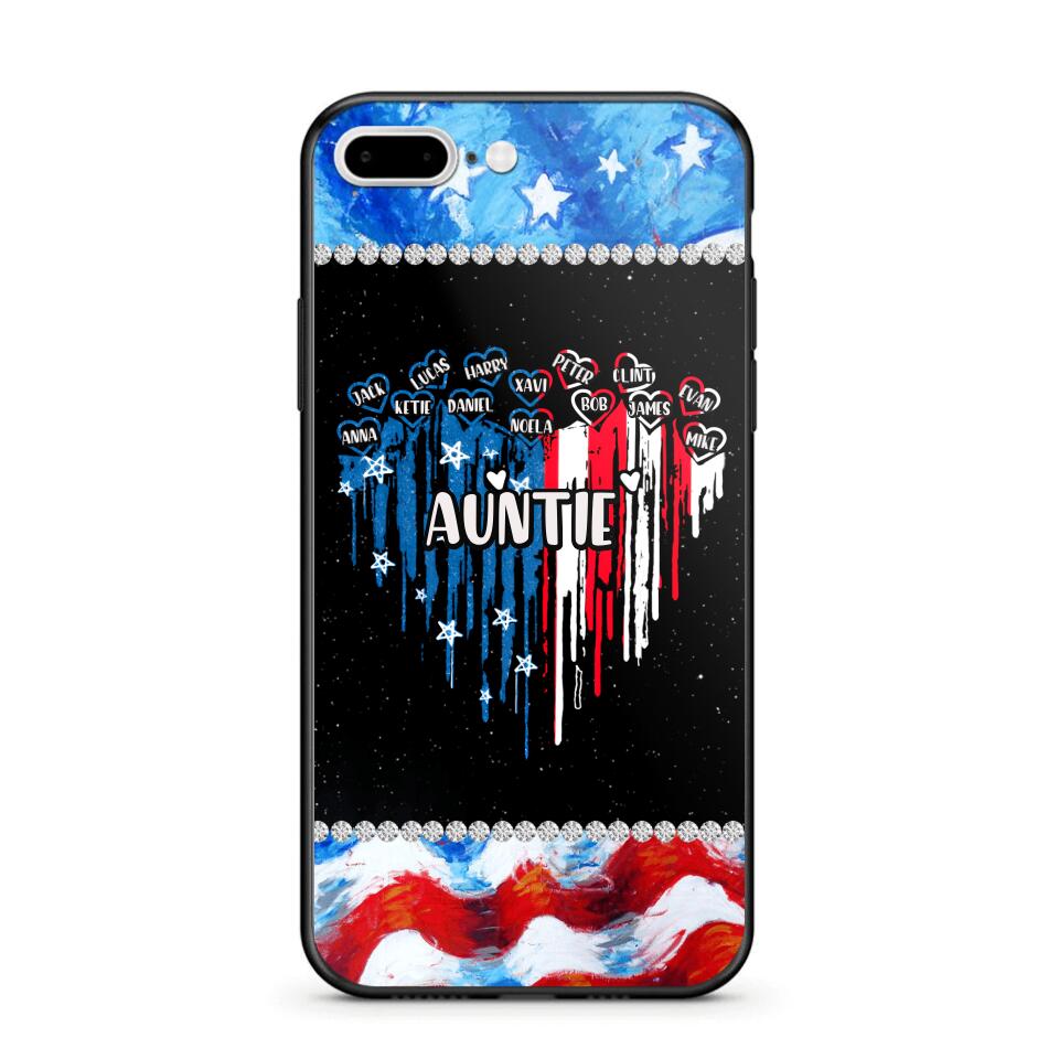 Personalized Auntie Flag Heart Independence Day Phone Case Printed 22JUL-HC16