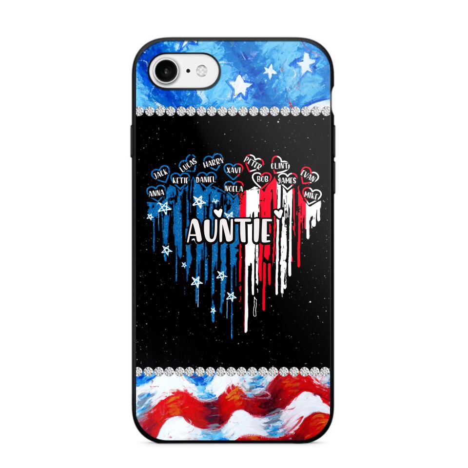 Personalized Auntie Flag Heart Independence Day Phone Case Printed 22JUL-HC16