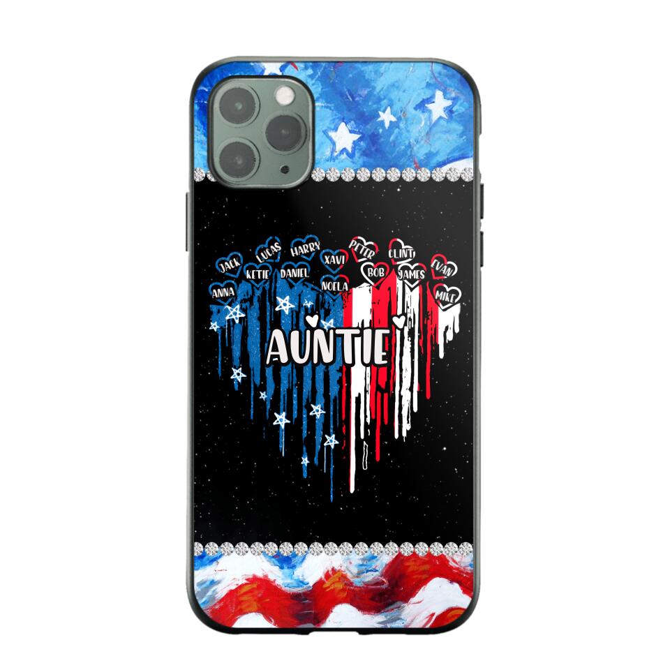 Personalized Auntie Flag Heart Independence Day Phone Case Printed 22JUL-HC16