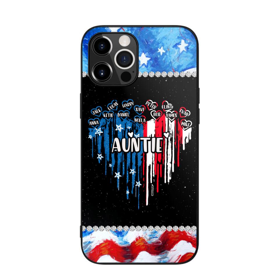 Personalized Auntie Flag Heart Independence Day Phone Case Printed 22JUL-HC16