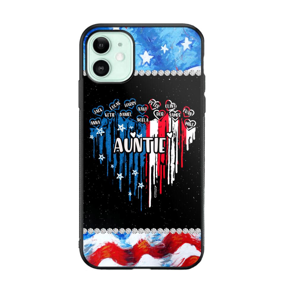 Personalized Auntie Flag Heart Independence Day Phone Case Printed 22JUL-HC16