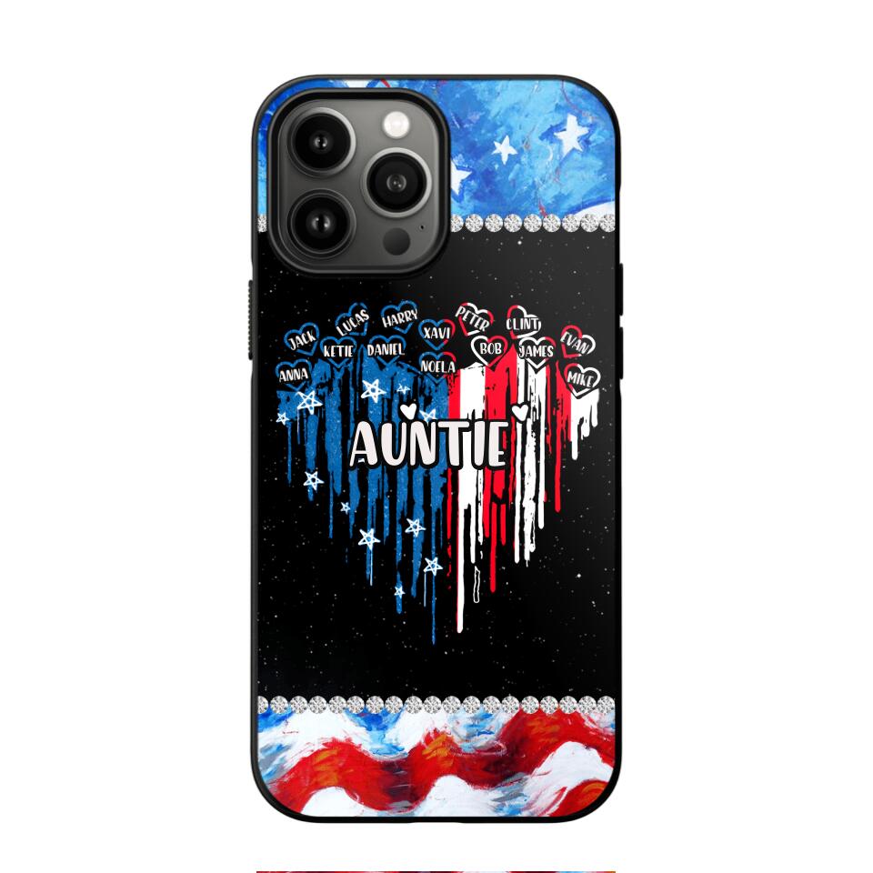 Personalized Auntie Flag Heart Independence Day Phone Case Printed 22JUL-HC16