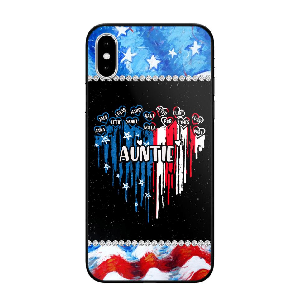 Personalized Auntie Flag Heart Independence Day Phone Case Printed 22JUL-HC16