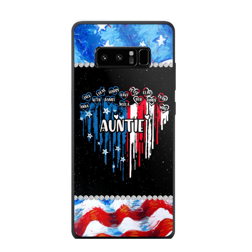 Personalized Auntie Flag Heart Independence Day Phone Case Printed 22JUL-HC16