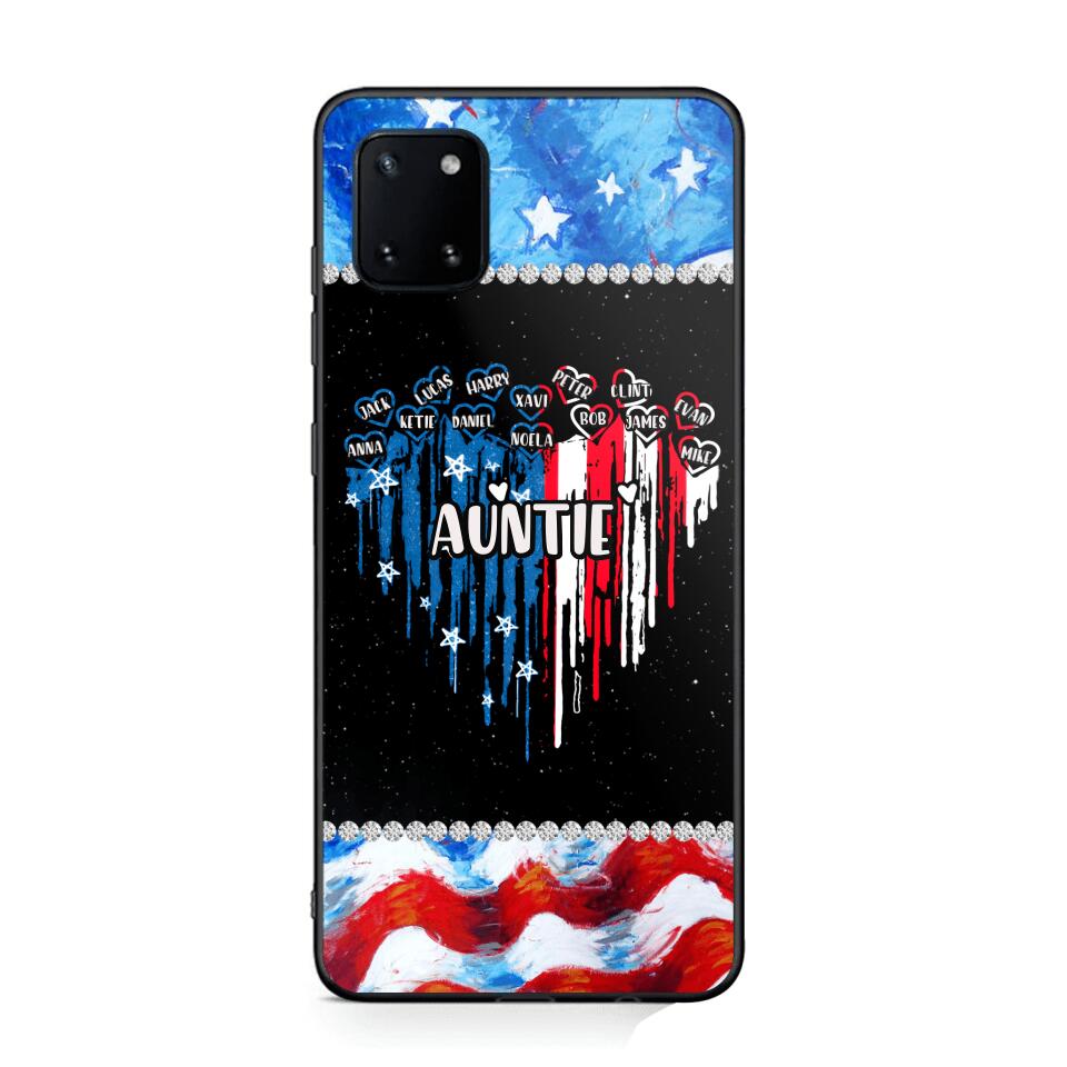 Personalized Auntie Flag Heart Independence Day Phone Case Printed 22JUL-HC16