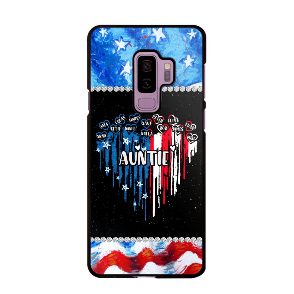 Personalized Auntie Flag Heart Independence Day Phone Case Printed 22JUL-HC16