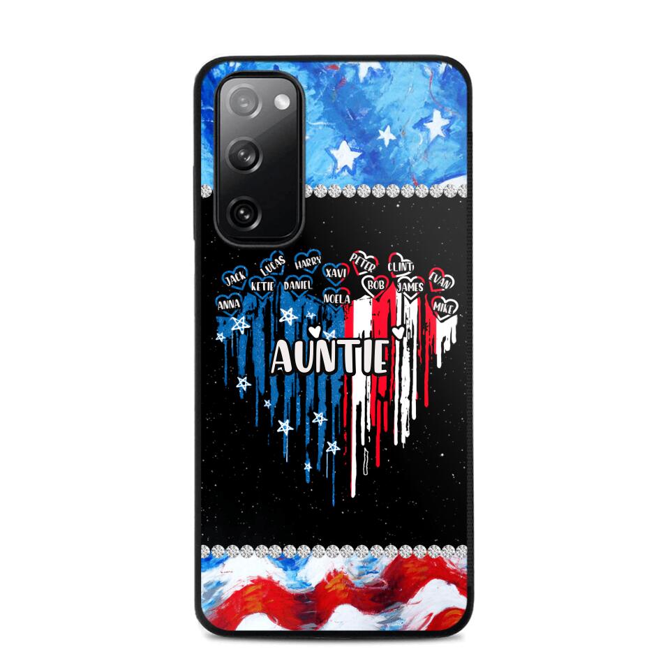 Personalized Auntie Flag Heart Independence Day Phone Case Printed 22JUL-HC16