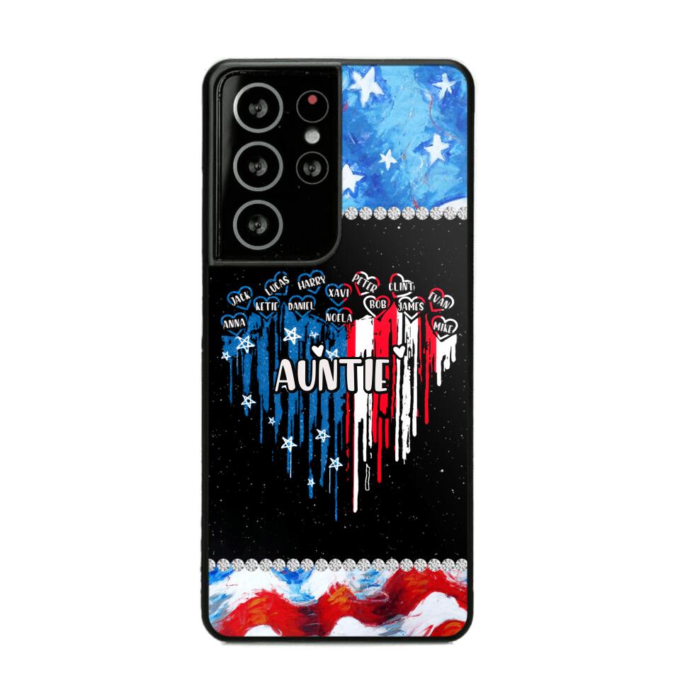 Personalized Auntie Flag Heart Independence Day Phone Case Printed 22JUL-HC16