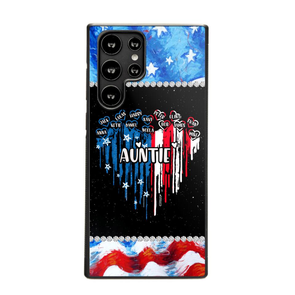 Personalized Auntie Flag Heart Independence Day Phone Case Printed 22JUL-HC16