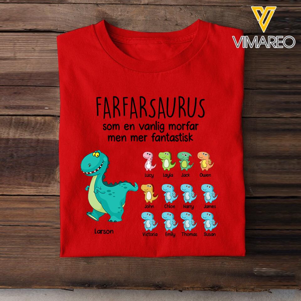 Personalized Swedish Farfarsaurus Tshirt Printed Father's Day Gifts For Grandpa & Dad