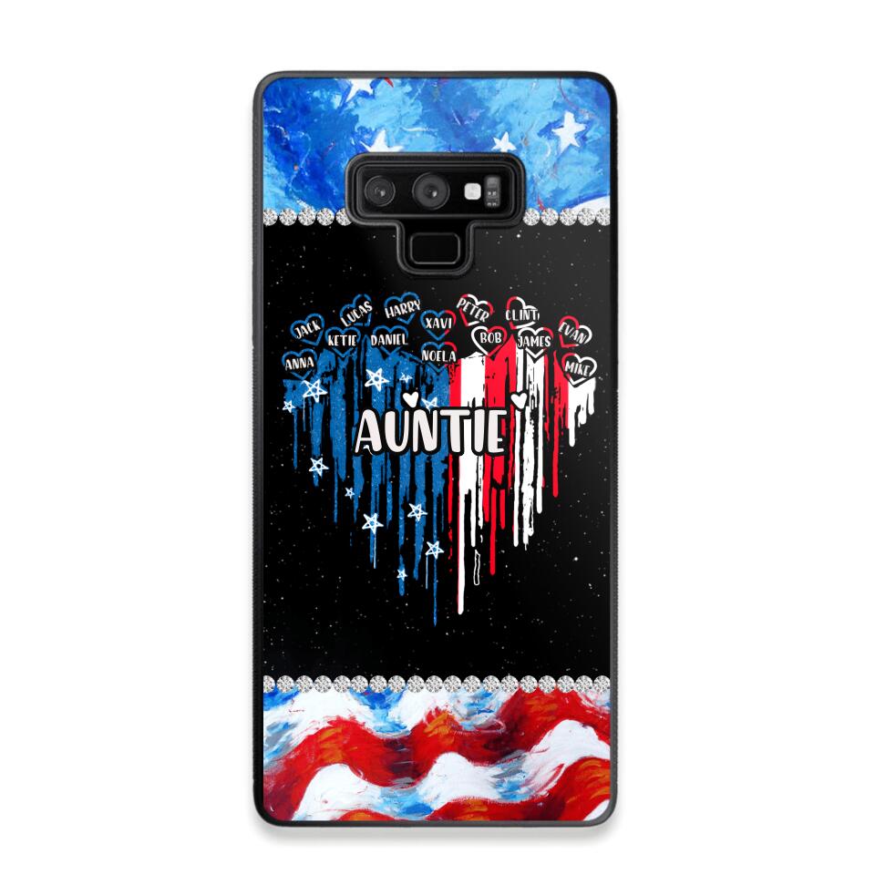 Personalized Grandma Nana Flag Heart Independence Day Phone Case Printed 04-Jul