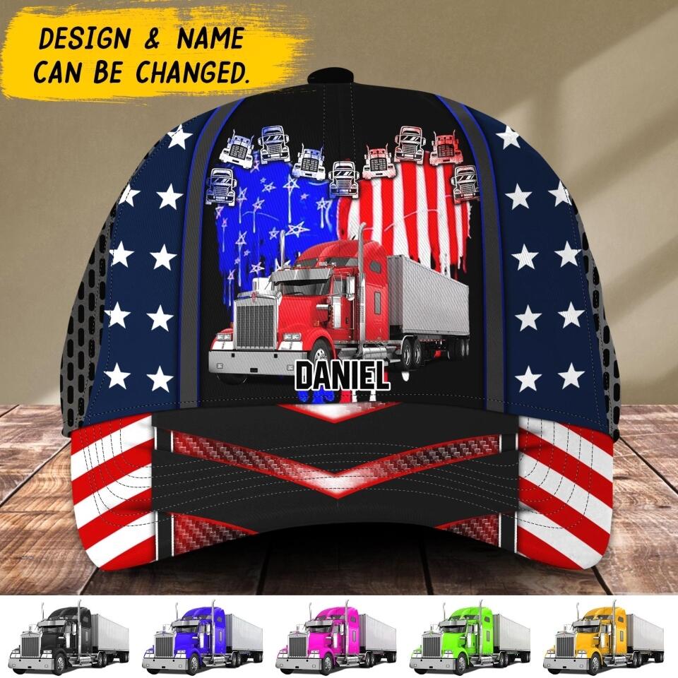 Personalized Heart Truck Cap Us Flag Independence Day Printed NQĐT2106