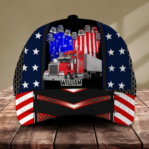 Personalized Heart Truck Cap Us Flag Independence Day Printed NQĐT2106