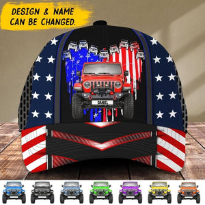 Personalized Heart Jeep Cap Us Flag Independence Day Printed NQĐT2106