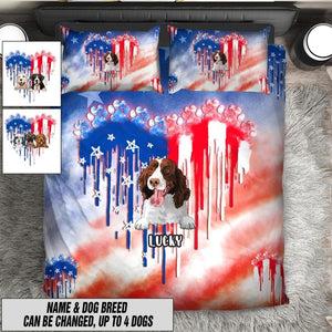 PERSONALIZED DOG HEART FLAG INDEPENDENCE DAY BEDDING SET NQHC2206