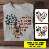 Personalized Dog Heart Flag Independence Day Tshirt Printed NQHC2206