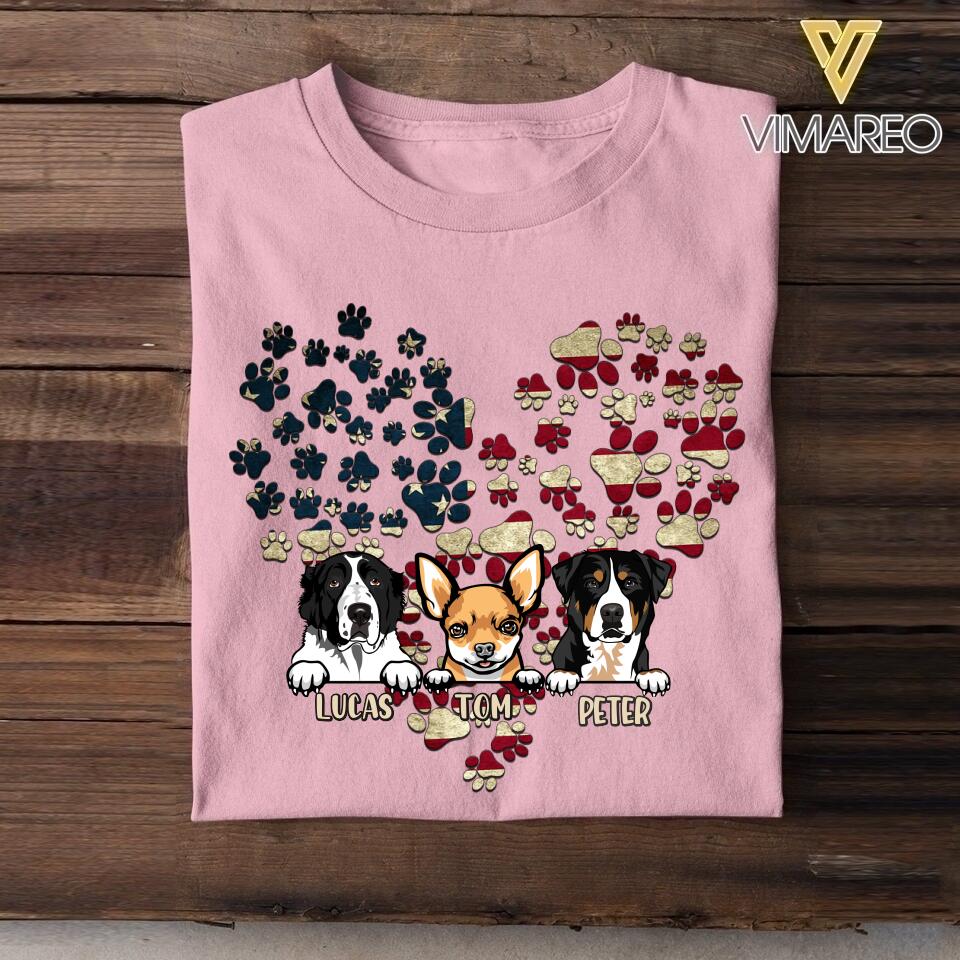 Personalized Dog Heart Flag Independence Day Tshirt Printed NQHC2206