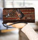 Personalized Horse Lover Us Flag Independence Day Phone Leather Wallet NQVQ2306