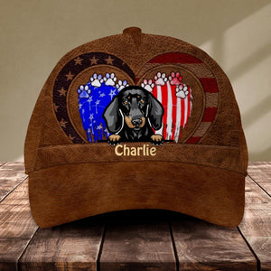 Personalized Dog Heart Flag Independence Day Cap Printed NQDT2306