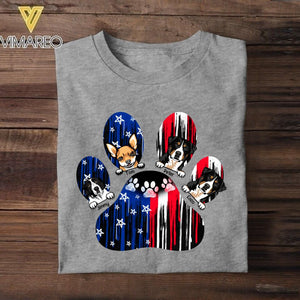 Personalized Dog Lovers Pawprint Us Flag Independence Day Tshirt NQDT2406