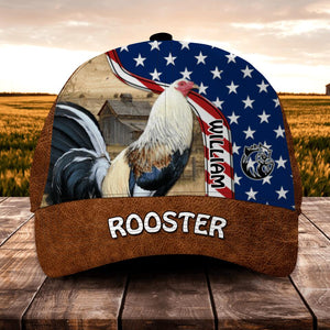 Personalized Rooster Lovers Us Flag Independence Day Cap Printed NQDT2406