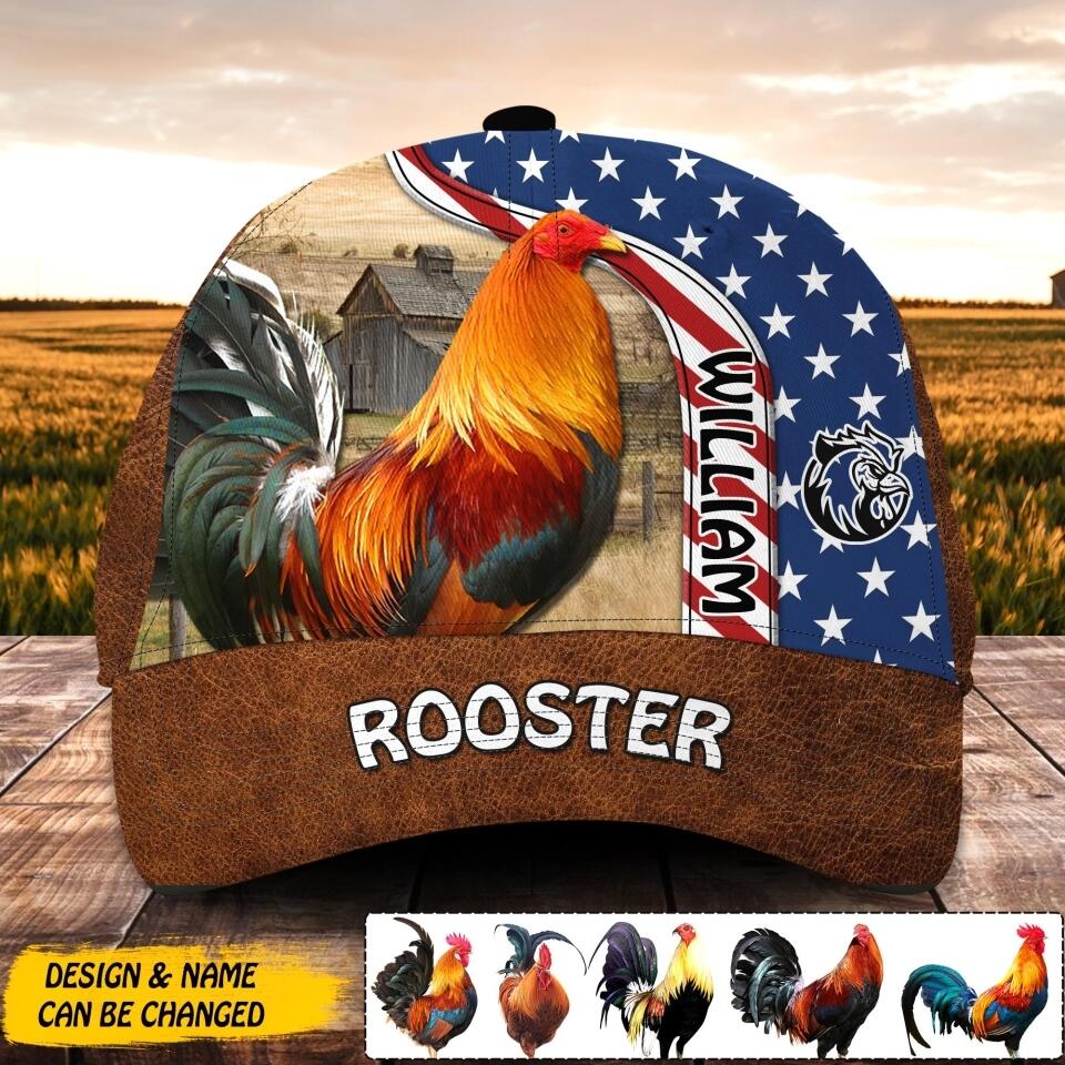 Personalized Rooster Lovers Us Flag Independence Day Cap Printed NQDT2406