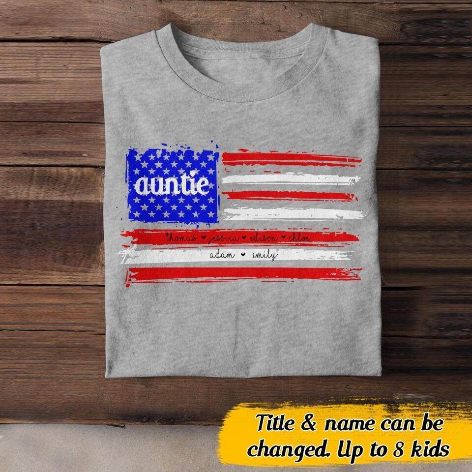 Personalized Nickname Us Flag Independence Day Kid Name Tshirt QTDT2706