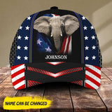 Personalized Elephant Us Flag Independence Day Cap Printed NQDT2706