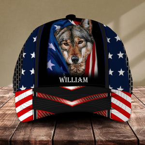 Personalized Wolf Us Flag Independence Day Cap Printed NQDT2706