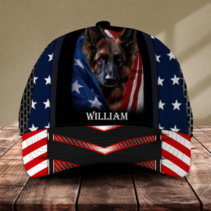 Personalized German Shepherd Us Flag Independence Day Cap Printed NQDT2706