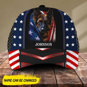 Personalized German Shepherd Us Flag Independence Day Cap Printed NQDT2706