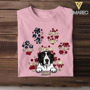 Personalized Dog Lovers Pawprint Independence Day Tshirt Printed NQHC2706