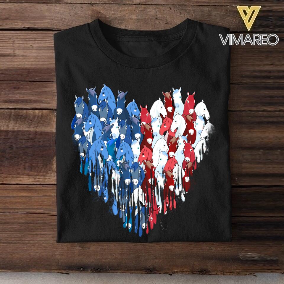 Personalized Horse Heart Flag Independence Day Tshirt Printed 22JUL-HY29