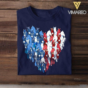 Personalized Horse Heart Flag Independence Day Tshirt Printed 22JUL-HY29