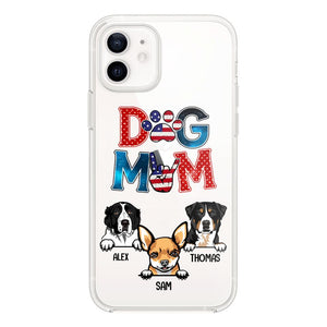 Personalized Dog Mom Flag Independence 
Day Transparent Silicone Phonecase Printed 22JUL-HQ30