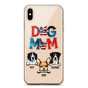 Personalized Dog Mom Flag Independence 
Day Transparent Silicone Phonecase Printed 22JUL-HQ30