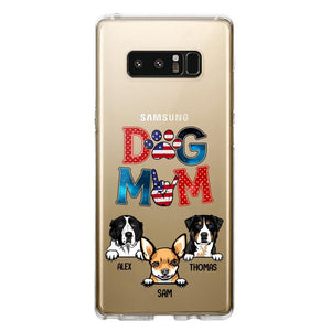 Personalized Dog Mom Flag Independence 
Day Transparent Silicone Phonecase Printed 22JUL-HQ30