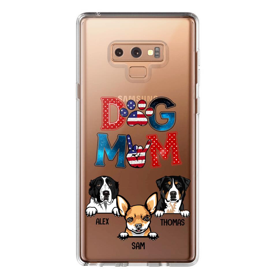 Personalized Dog Mom Flag Independence 
Day Transparent Silicone Phonecase Printed 22JUL-HQ30