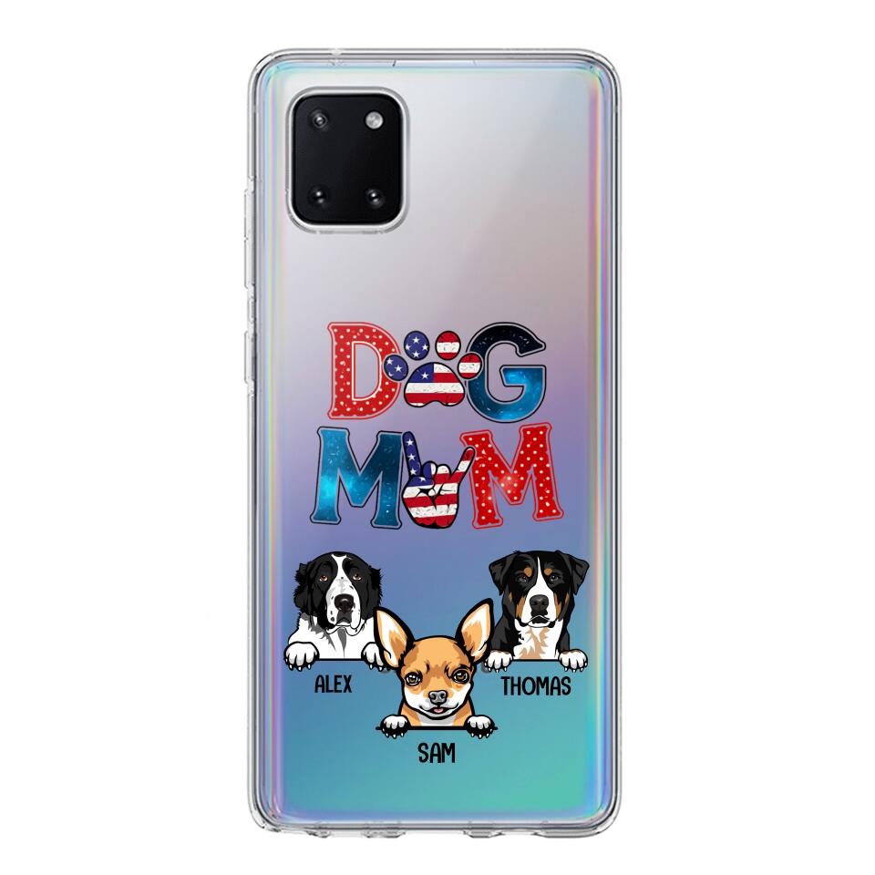 Personalized Dog Mom Flag Independence 
Day Transparent Silicone Phonecase Printed 22JUL-HQ30