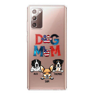 Personalized Dog Mom Flag Independence 
Day Transparent Silicone Phonecase Printed 22JUL-HQ30