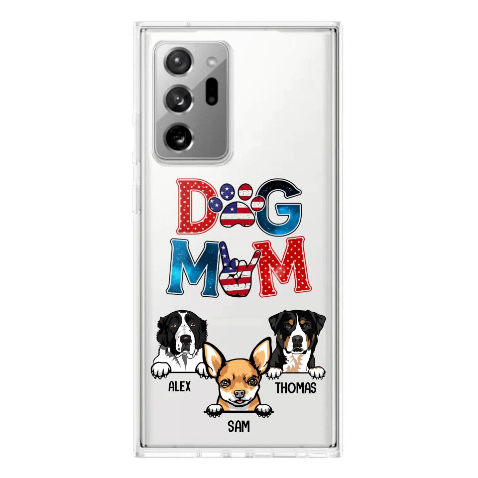 Personalized Dog Mom Flag Independence 
Day Transparent Silicone Phonecase Printed 22JUL-HQ30