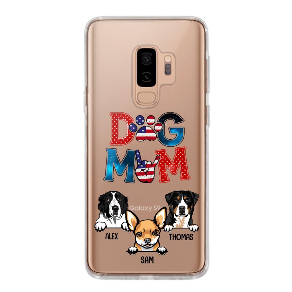 Personalized Dog Mom Flag Independence 
Day Transparent Silicone Phonecase Printed 22JUL-HQ30