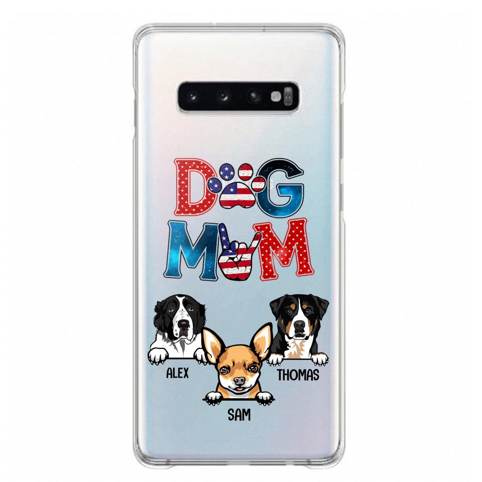 Personalized Dog Mom Flag Independence 
Day Transparent Silicone Phonecase Printed 22JUL-HQ30